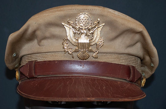 US Army Air Force, USAAF Crusher Pilot Officer WW2 Visor Cap. Photograph - Art goes to War