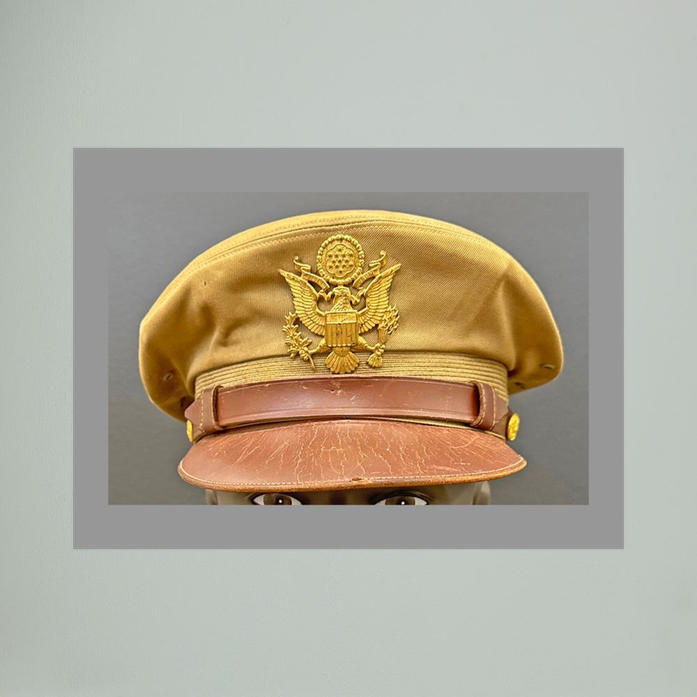 US Army Air Force, USAAF Tropical (light) Crusher Pilot Officer WW2 Visor Cap. Photograph - Art goes to War