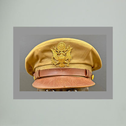 US Army Air Force, USAAF Tropical (light) Crusher Pilot Officer WW2 Visor Cap. Photograph - Art goes to War