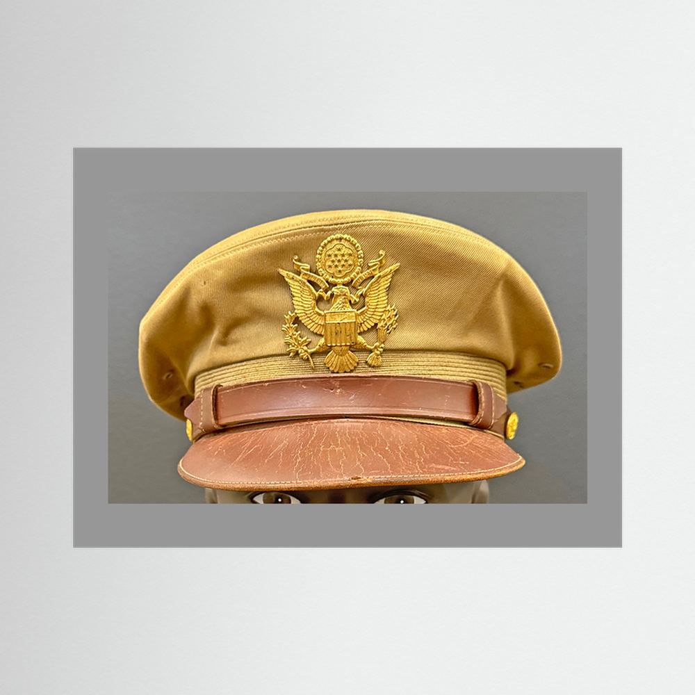 US Army Air Force, USAAF Tropical (light) Crusher Pilot Officer WW2 Visor Cap. Photograph - Art goes to War