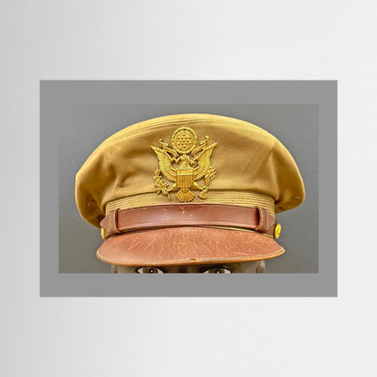 US Army Air Force, USAAF Tropical (light) Crusher Pilot Officer WW2 Visor Cap. Photograph - Art goes to War