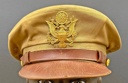 US Army Air Force, USAAF Tropical (light) Crusher Pilot Officer WW2 Visor Cap. Photograph - Art goes to War