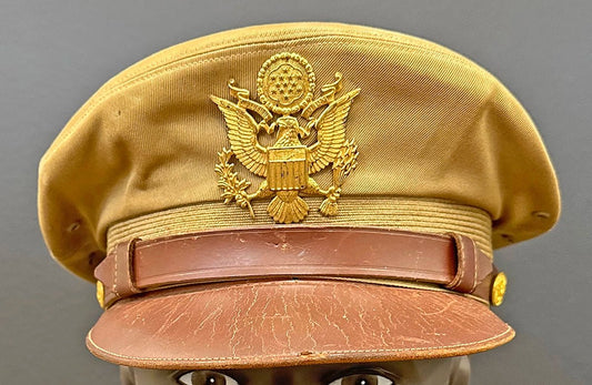 US Army Air Force, USAAF Tropical (light) Crusher Pilot Officer WW2 Visor Cap. Photograph - Art goes to War