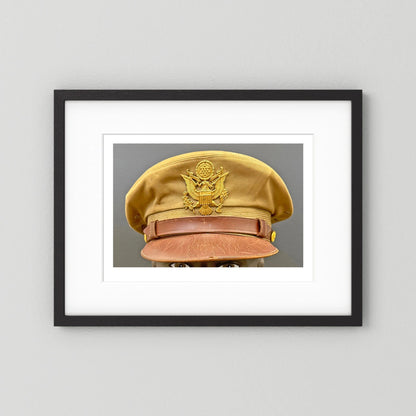 US Army Air Force, USAAF Tropical (light) Crusher Pilot Officer WW2 Visor Cap. Photograph - Art goes to War