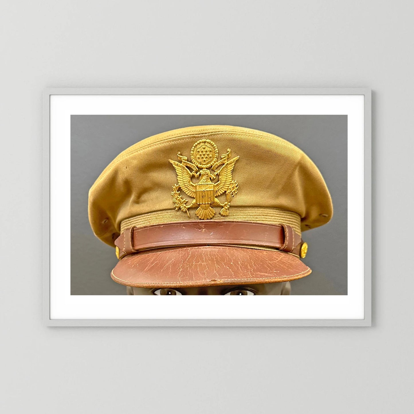 US Army Air Force, USAAF Tropical (light) Crusher Pilot Officer WW2 Visor Cap. Photograph - Art goes to War