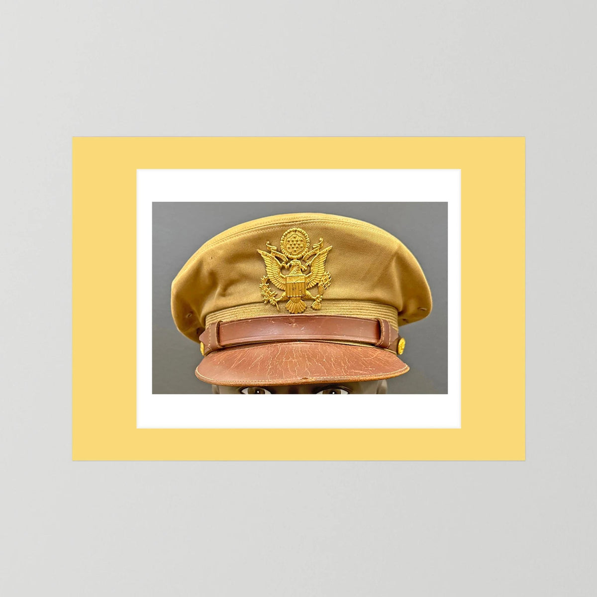 US Army Air Force, USAAF Tropical (light) Crusher Pilot Officer WW2 Visor Cap. Photograph - Art goes to War