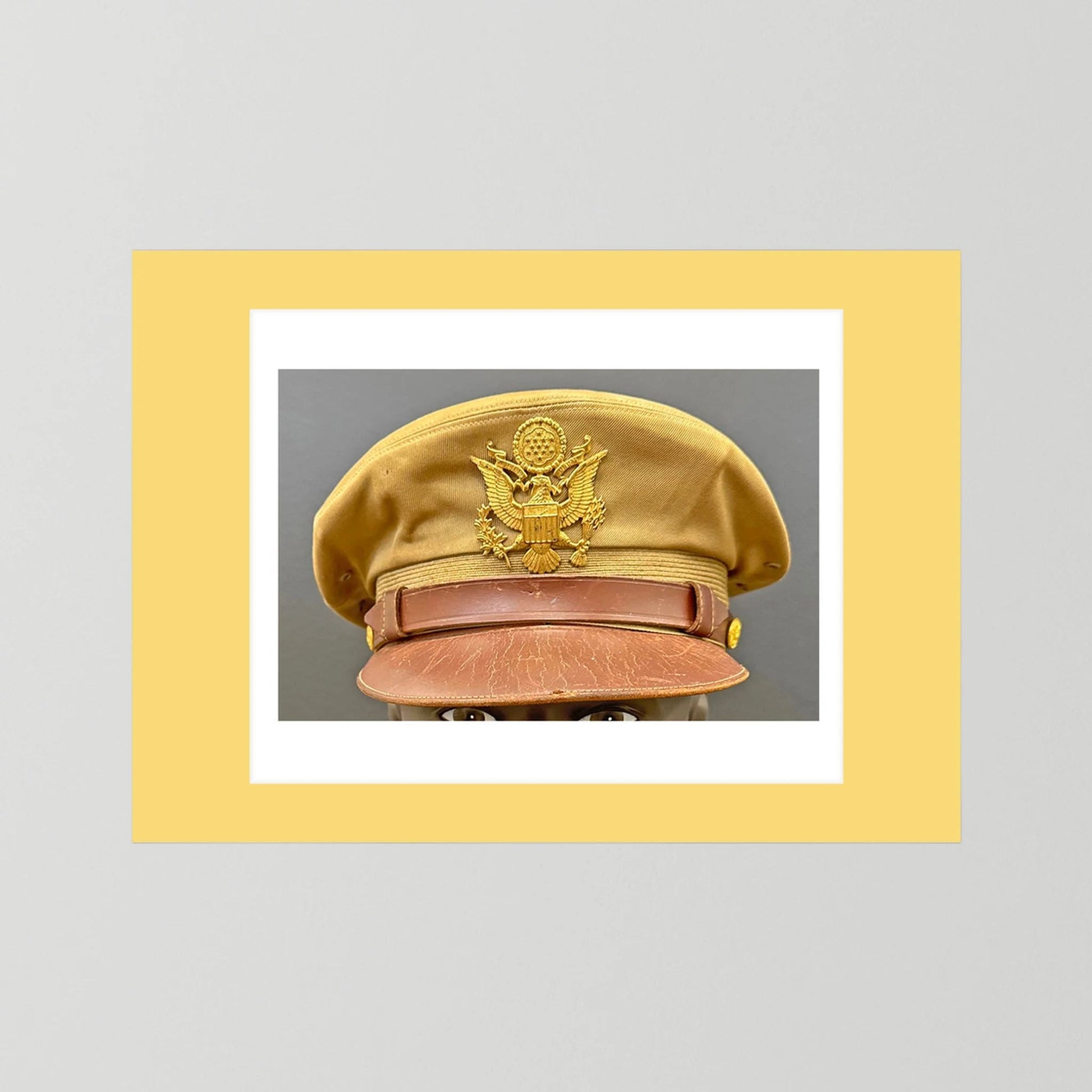 US Army Air Force, USAAF Tropical (light) Crusher Pilot Officer WW2 Visor Cap. Photograph - Art goes to War