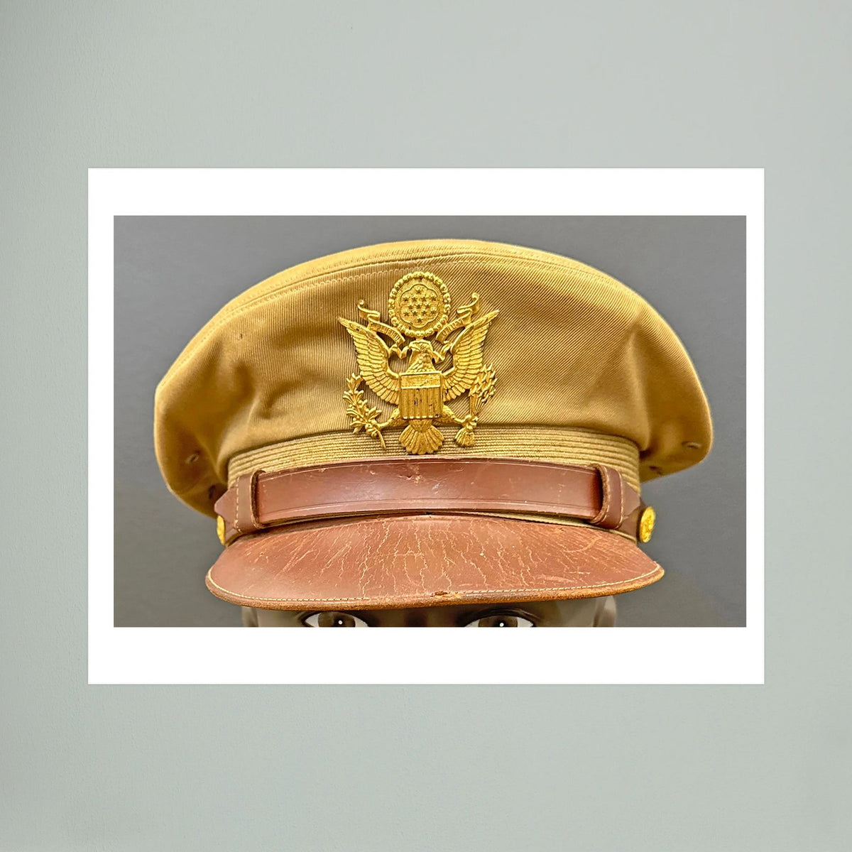 US Army Air Force, USAAF Tropical (light) Crusher Pilot Officer WW2 Visor Cap. Photograph - Art goes to War