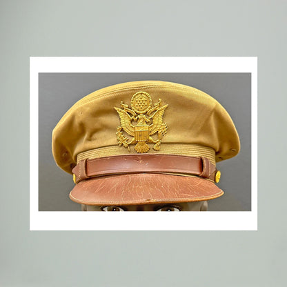 US Army Air Force, USAAF Tropical (light) Crusher Pilot Officer WW2 Visor Cap. Photograph - Art goes to War