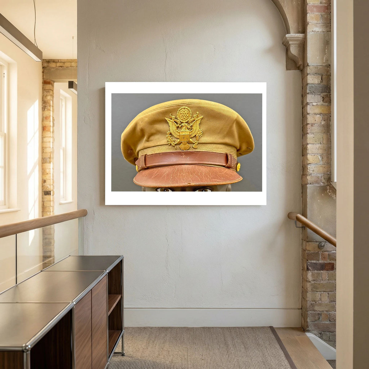 US Army Air Force, USAAF Tropical (light) Crusher Pilot Officer WW2 Visor Cap. Photograph - Art goes to War
