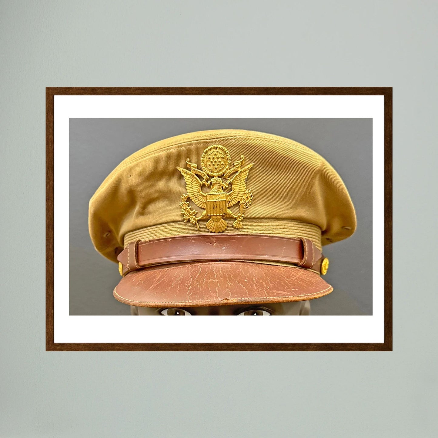 US Army Air Force, USAAF Tropical (light) Crusher Pilot Officer WW2 Visor Cap. Photograph - Art goes to War