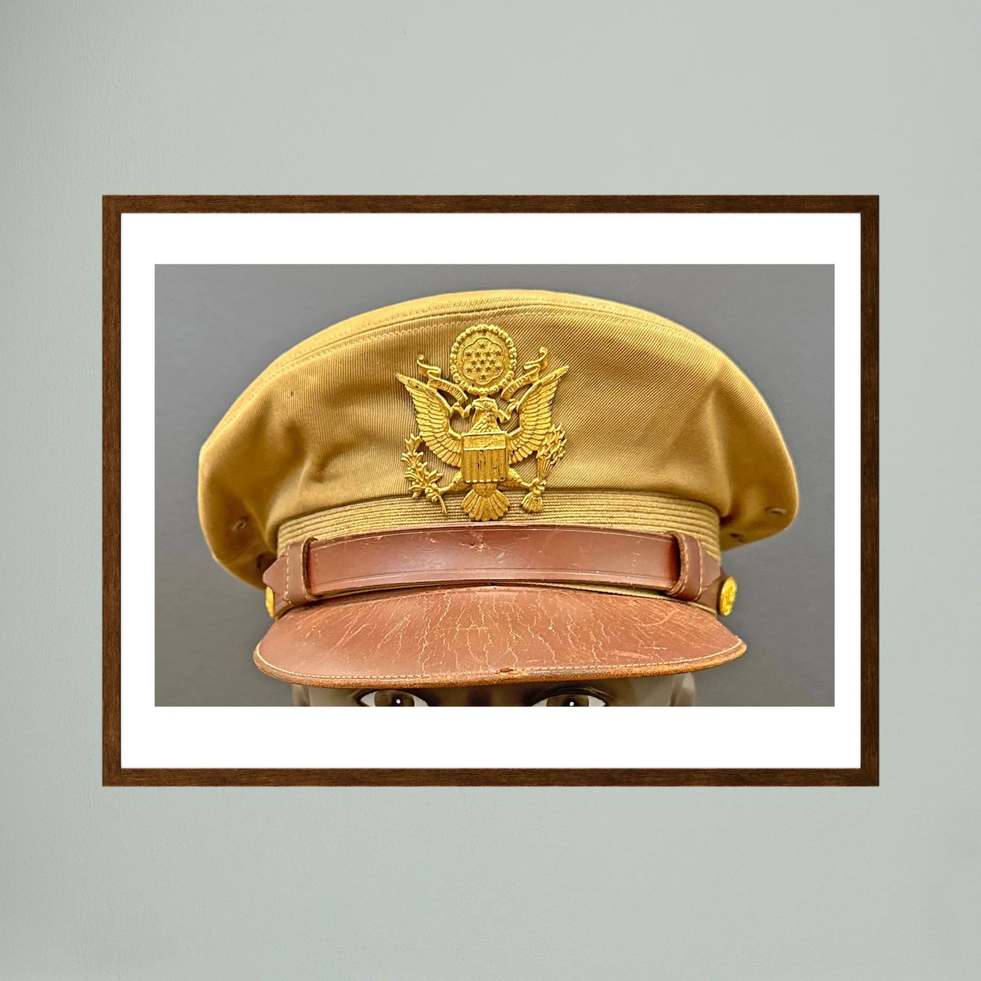 US Army Air Force, USAAF Tropical (light) Crusher Pilot Officer WW2 Visor Cap. Photograph - Art goes to War