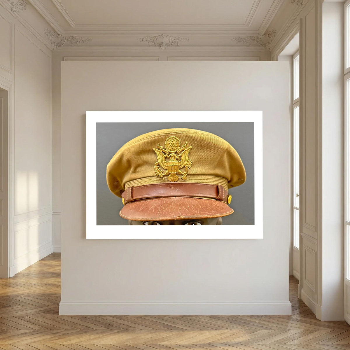 US Army Air Force, USAAF Tropical (light) Crusher Pilot Officer WW2 Visor Cap. Photograph - Art goes to War