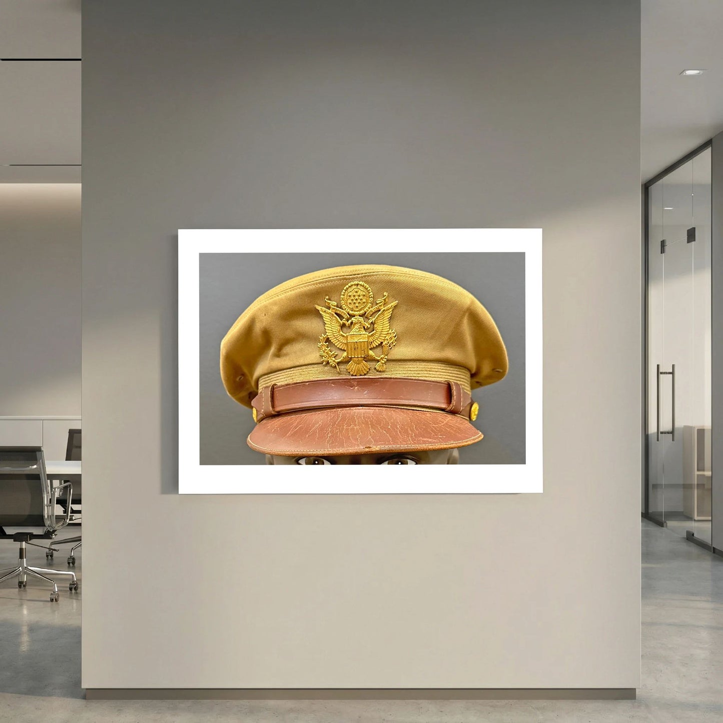 US Army Air Force, USAAF Tropical (light) Crusher Pilot Officer WW2 Visor Cap. Photograph - Art goes to War