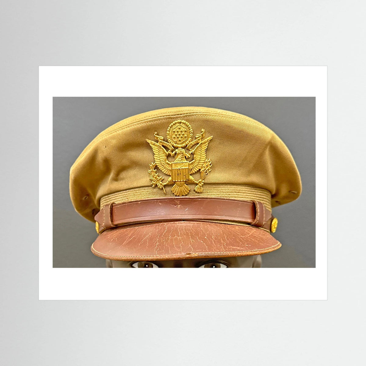 US Army Air Force, USAAF Tropical (light) Crusher Pilot Officer WW2 Visor Cap. Photograph - Art goes to War