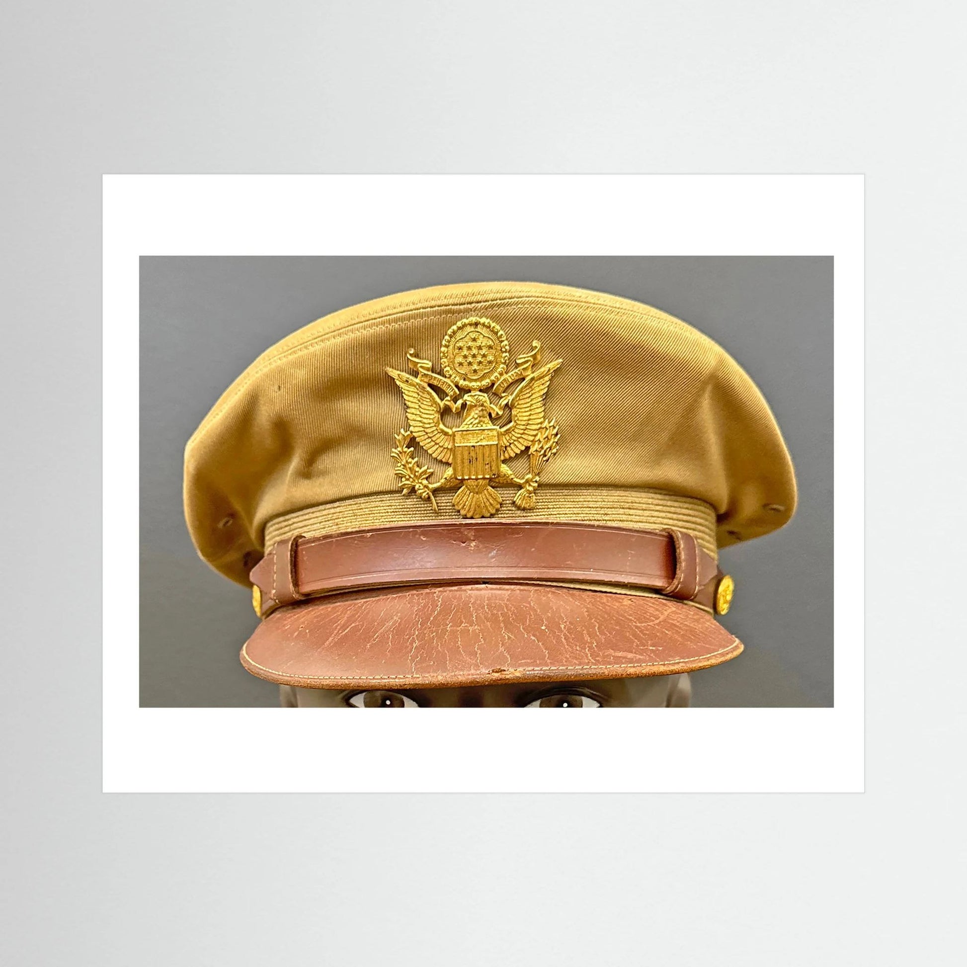 US Army Air Force, USAAF Tropical (light) Crusher Pilot Officer WW2 Visor Cap. Photograph - Art goes to War
