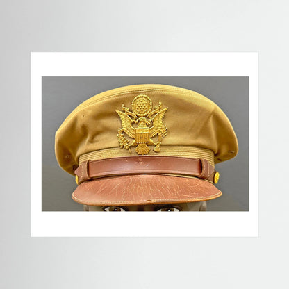 US Army Air Force, USAAF Tropical (light) Crusher Pilot Officer WW2 Visor Cap. Photograph - Art goes to War