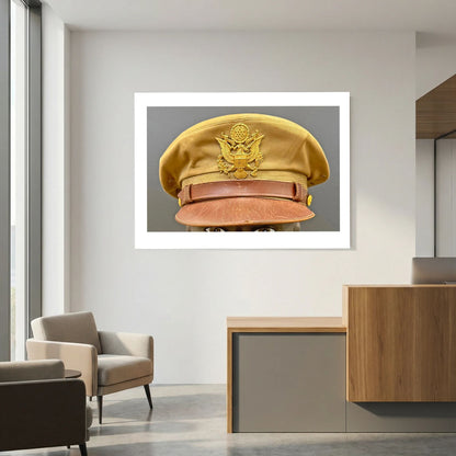 US Army Air Force, USAAF Tropical (light) Crusher Pilot Officer WW2 Visor Cap. Photograph - Art goes to War