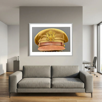 US Army Air Force, USAAF Tropical (light) Crusher Pilot Officer WW2 Visor Cap. Photograph - Art goes to War