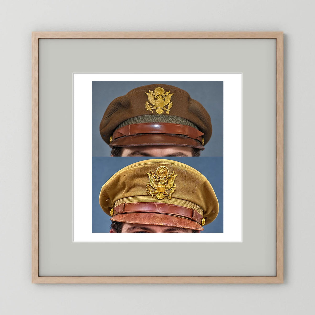 US Army Air Force WW2 Crusher "50 Mission" Caps — composite presentation mockup