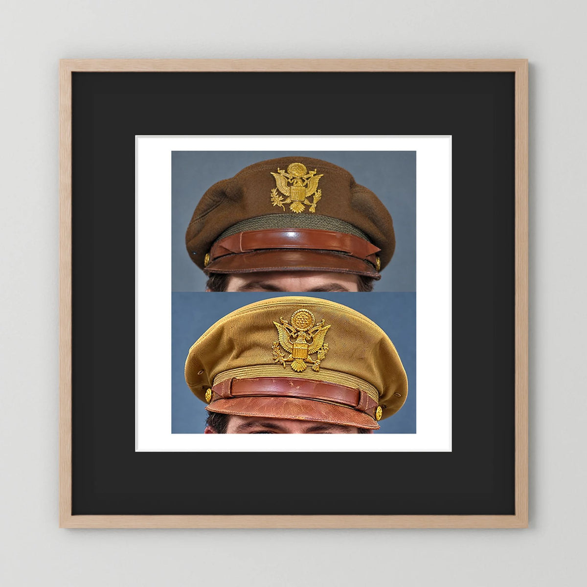 US Army Air Force WW2 Crusher "50 Mission" Caps — composite presentation mockup