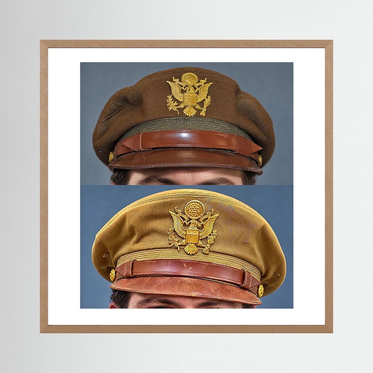 US Army Air Force WW2 Crusher "50 Mission" Caps — composite presentation mockup