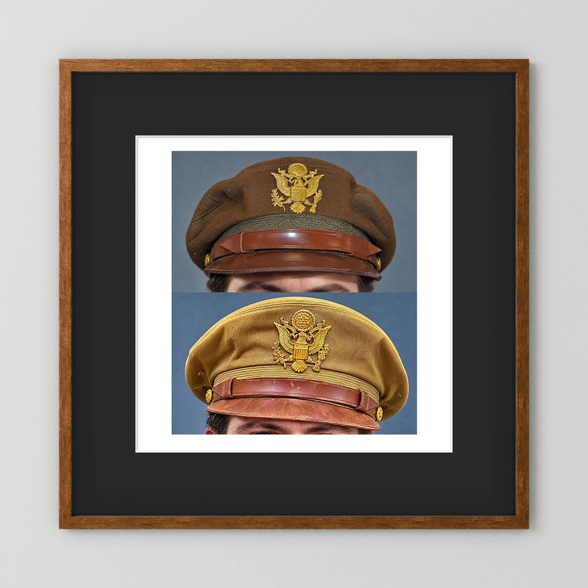US Army Air Force WW2 Crusher "50 Mission" Caps — composite presentation mockup