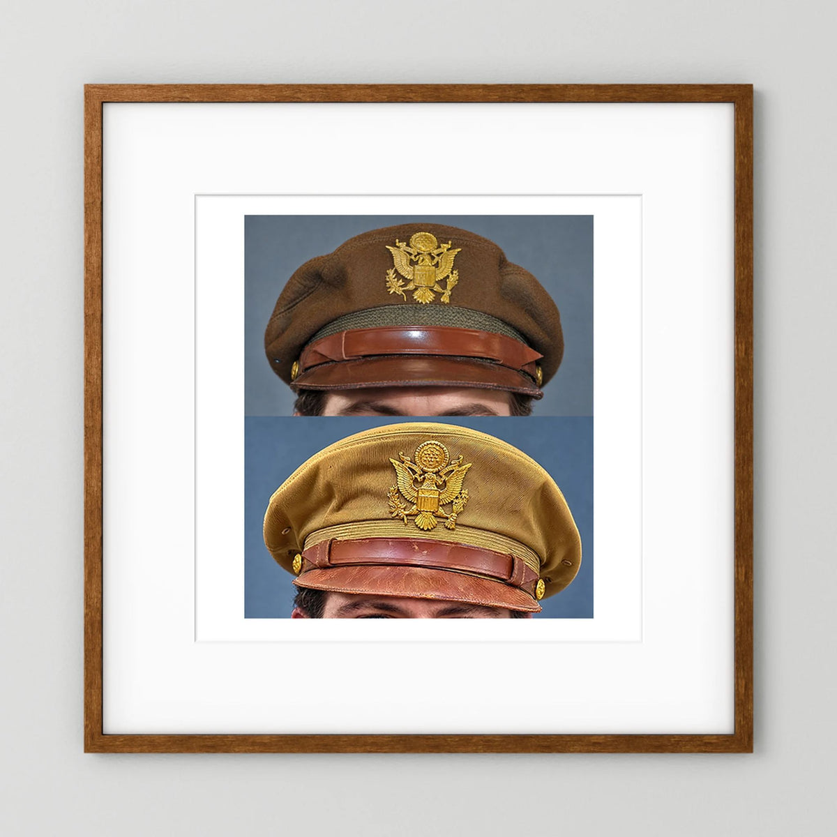 US Army Air Force WW2 Crusher "50 Mission" Caps — composite presentation mockup
