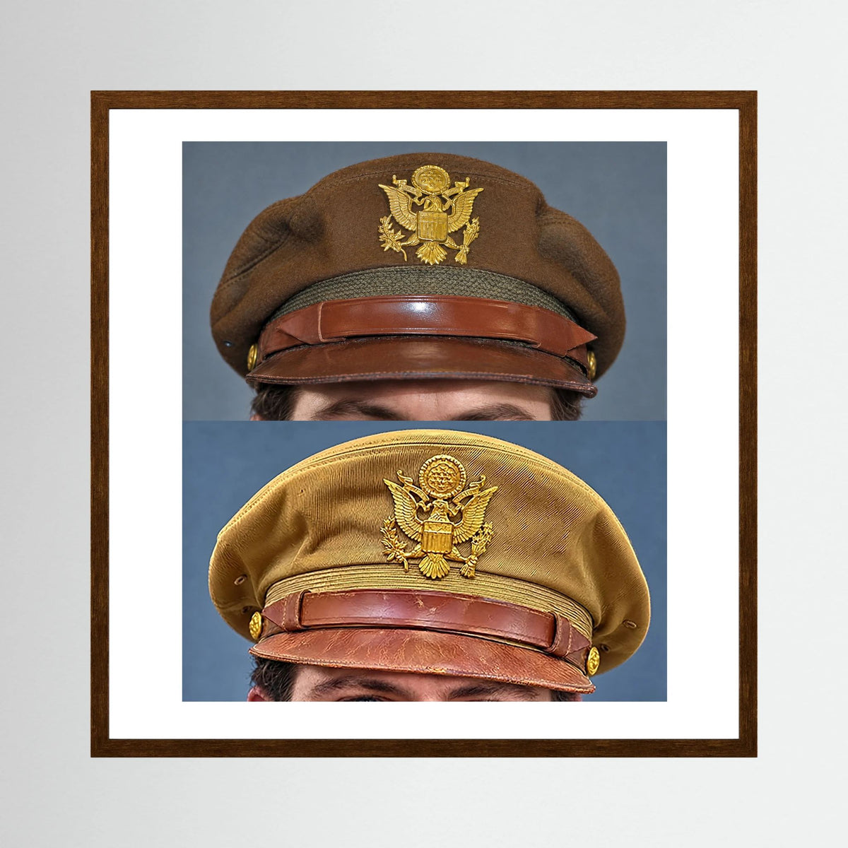 US Army Air Force WW2 Crusher "50 Mission" Caps — composite presentation mockup