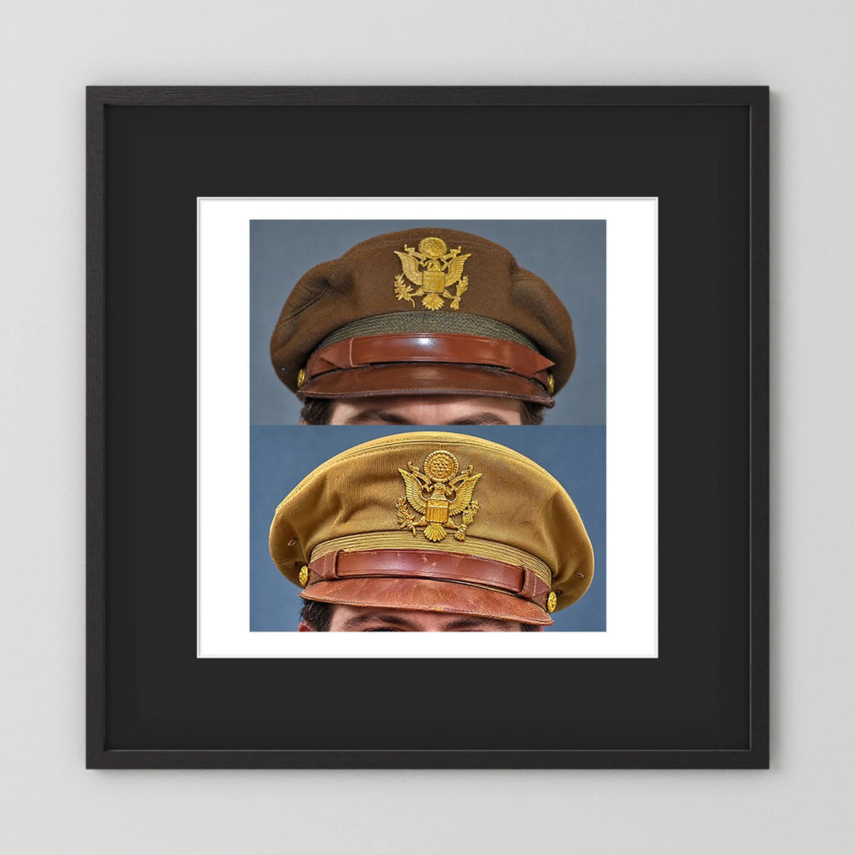 US Army Air Force WW2 Crusher "50 Mission" Caps — composite presentation mockup