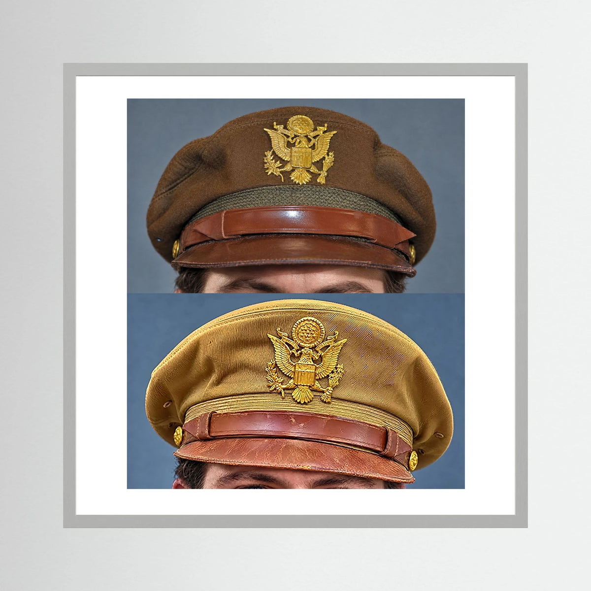 US Army Air Force WW2 Crusher "50 Mission" Caps — composite presentation mockup