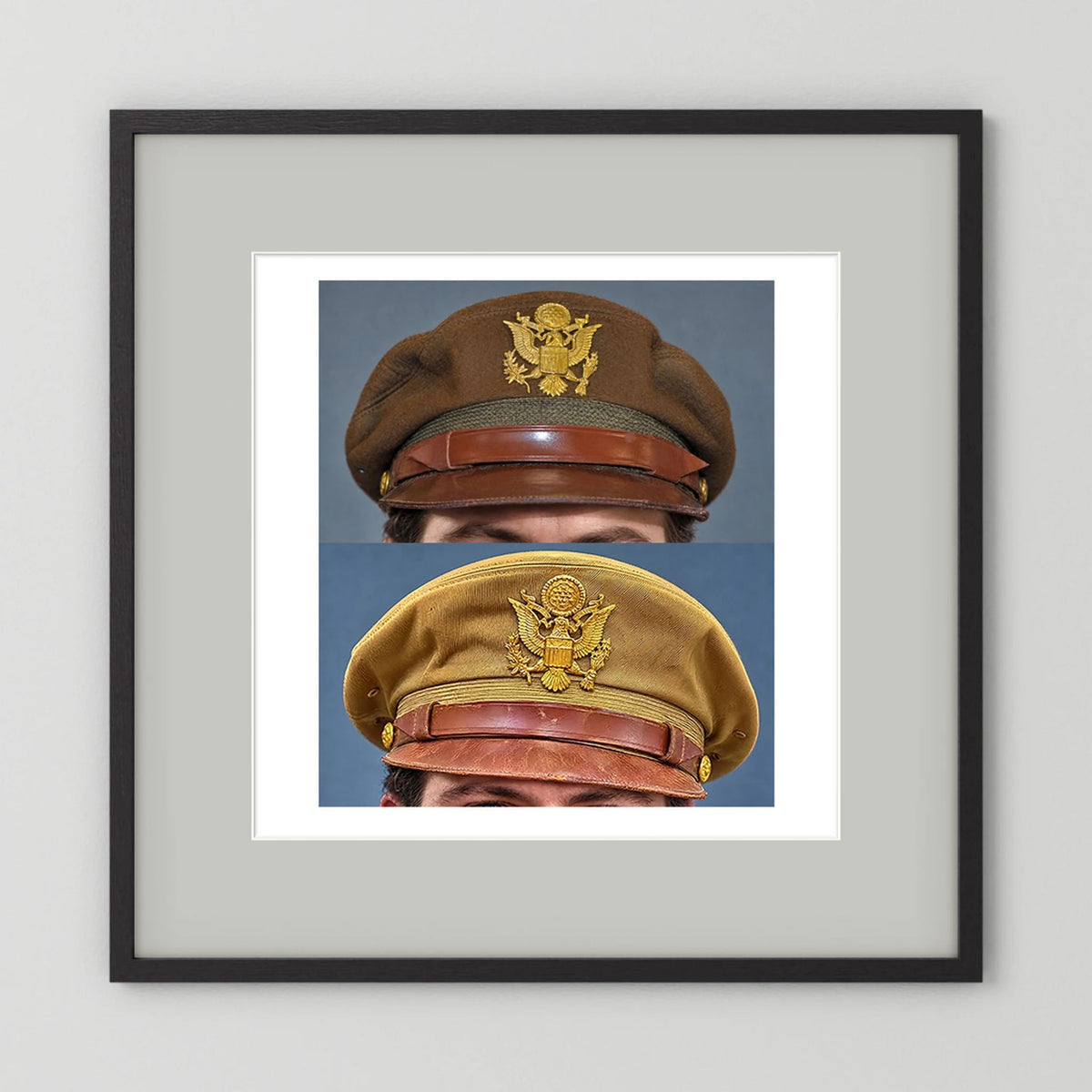 US Army Air Force WW2 Crusher "50 Mission" Caps — composite presentation mockup