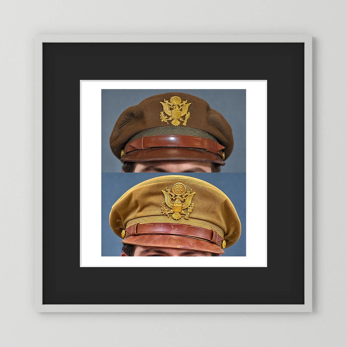 US Army Air Force WW2 Crusher "50 Mission" Caps — composite presentation mockup