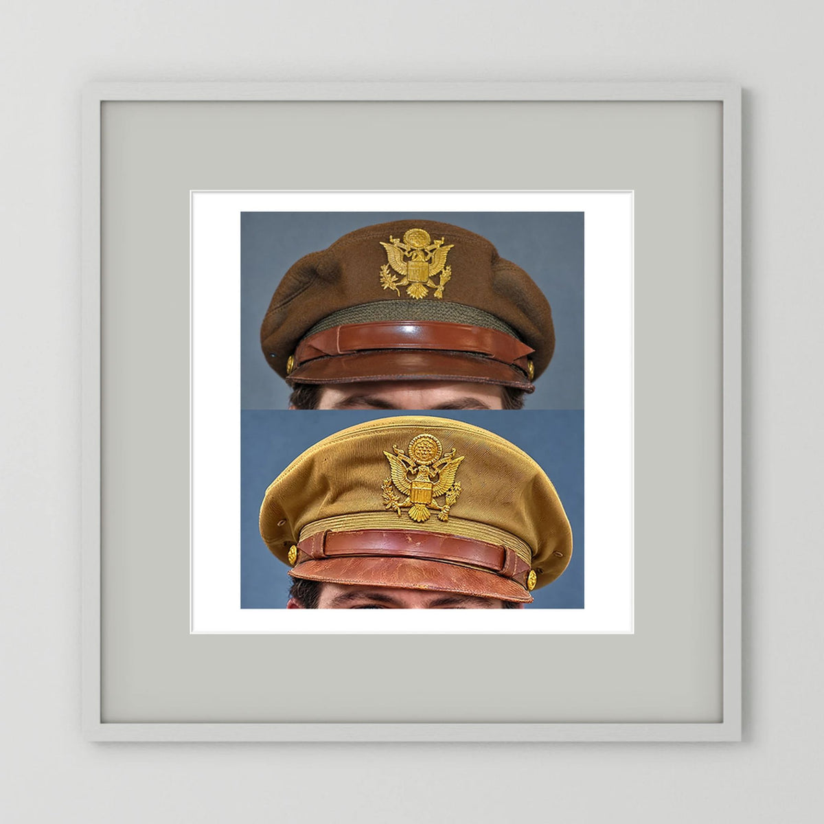 US Army Air Force WW2 Crusher "50 Mission" Caps — composite presentation mockup