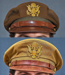 Composite image showing US Army Air Force WW2 Crusher "50 Mission" Caps