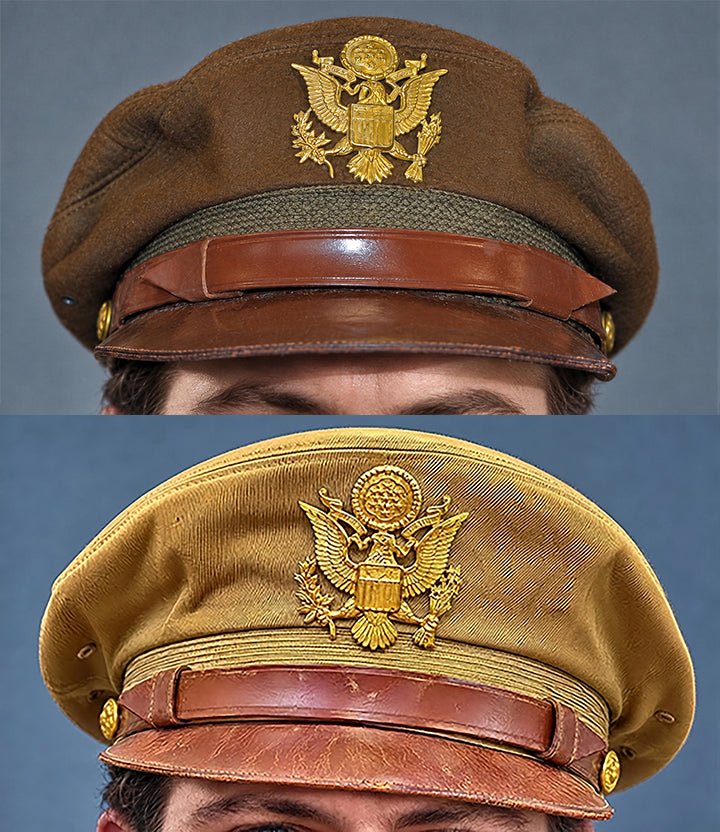 Composite image showing US Army Air Force WW2 Crusher "50 Mission" Caps