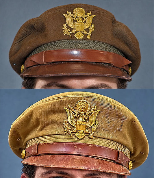 Composite image showing US Army Air Force WW2 Crusher "50 Mission" Caps