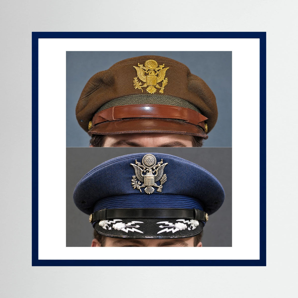 US Army Air Force WWII Crusher and US Air Force 1965 — composite presentation mockup