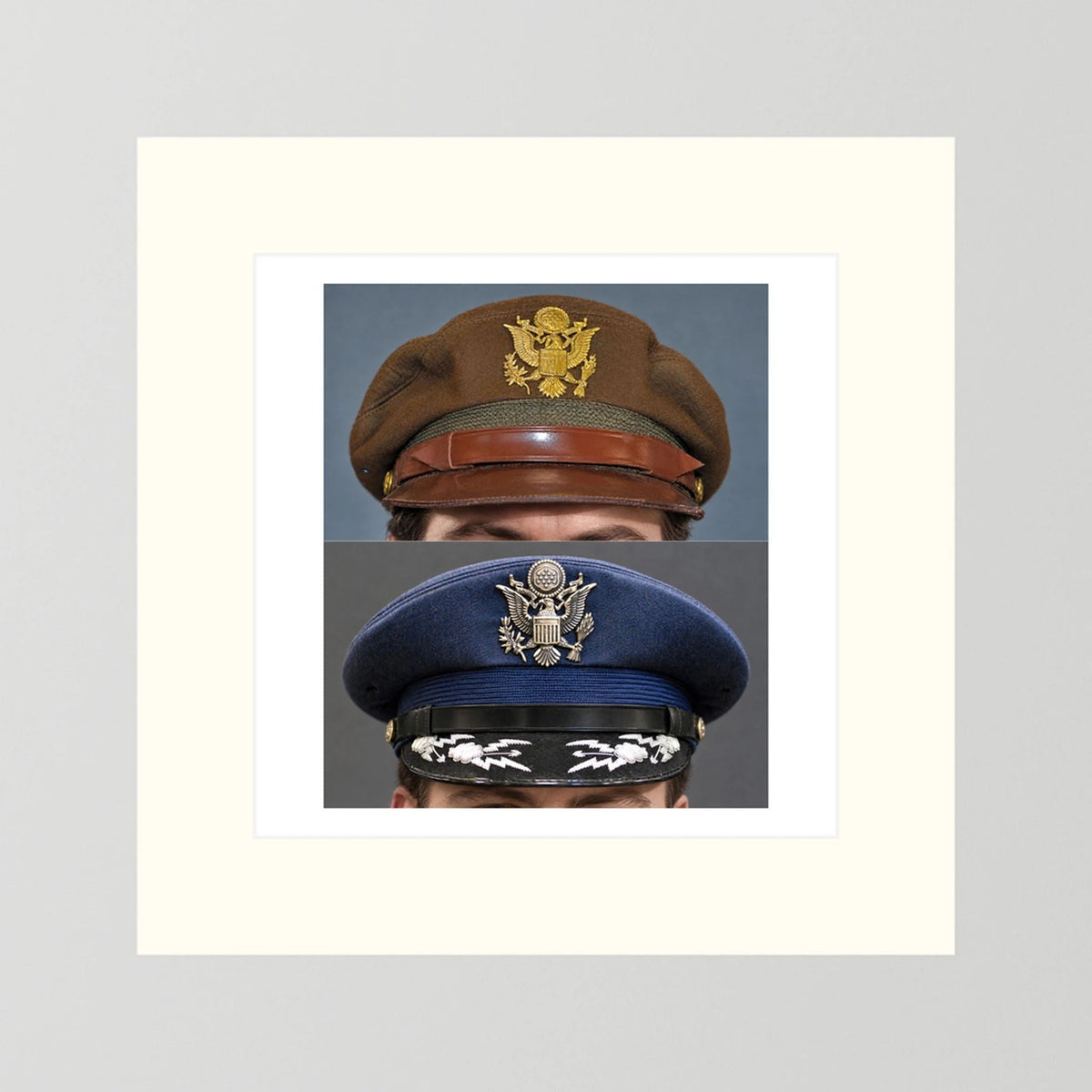 US Army Air Force WWII Crusher and US Air Force 1965 — composite presentation mockup