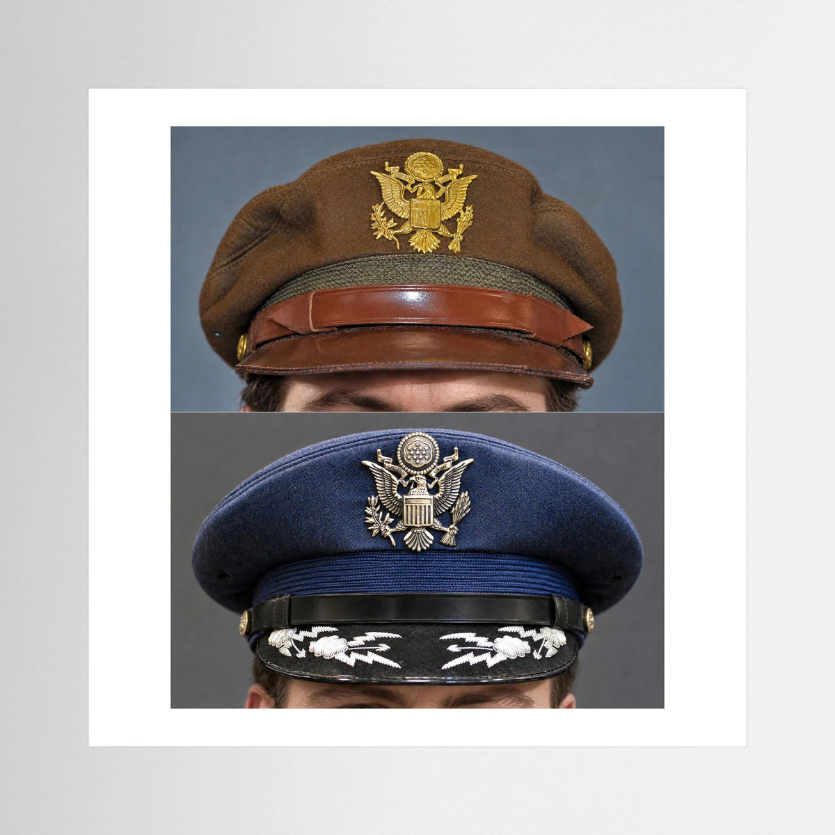 US Army Air Force WWII Crusher and US Air Force 1965 — composite presentation mockup