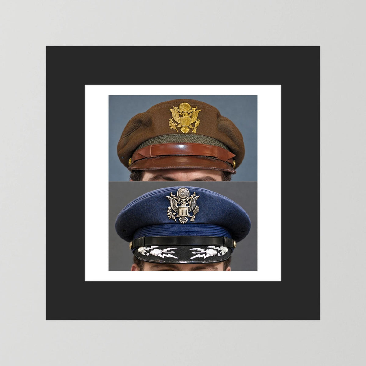 US Army Air Force WWII Crusher and US Air Force 1965 — composite presentation mockup