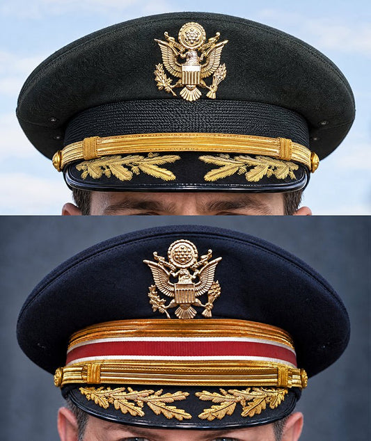 US Army Korean War, and US Army Medical Corps WW2 Dress Visor Caps. Combination Image. Photograph - Art goes to War