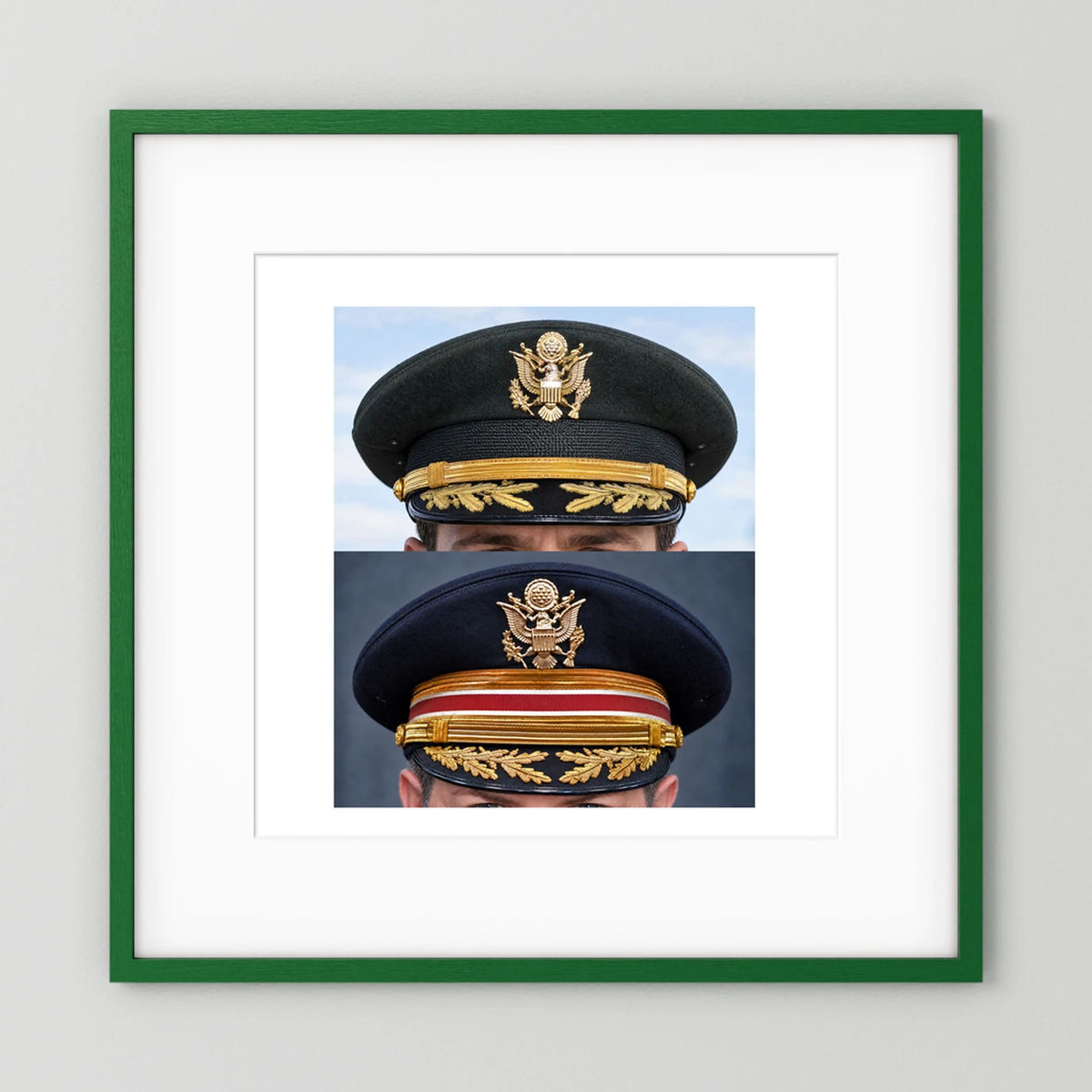 Composite image showing US Army Korean War, and US Army Medical Department, WW2 Dress Visor Caps