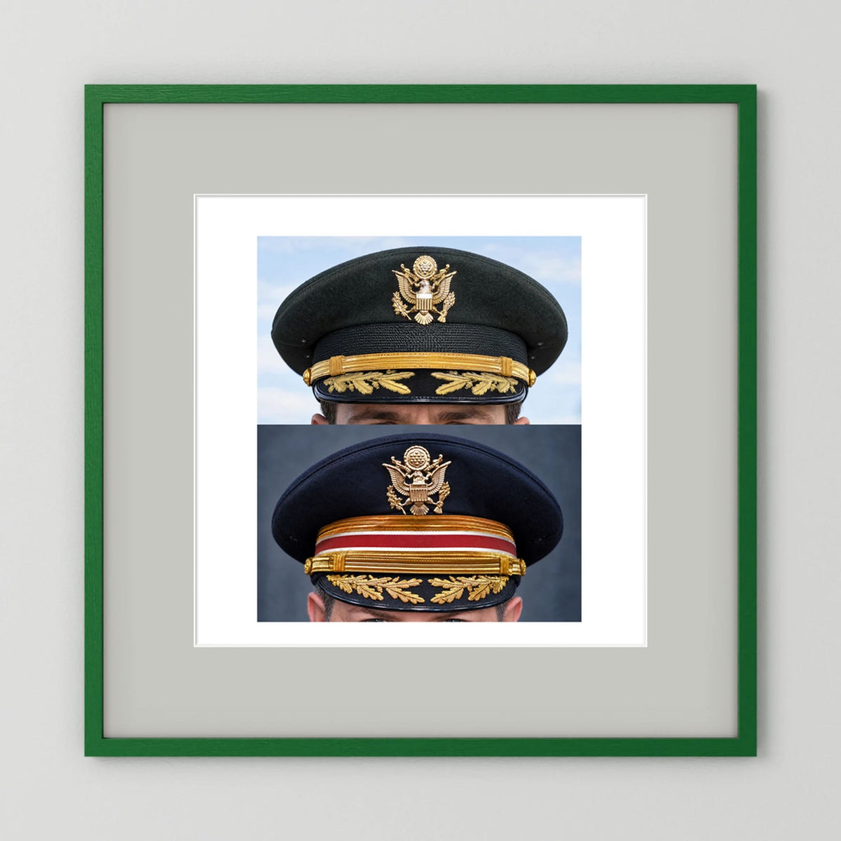Composite image showing US Army Korean War, and US Army Medical Department, WW2 Dress Visor Caps