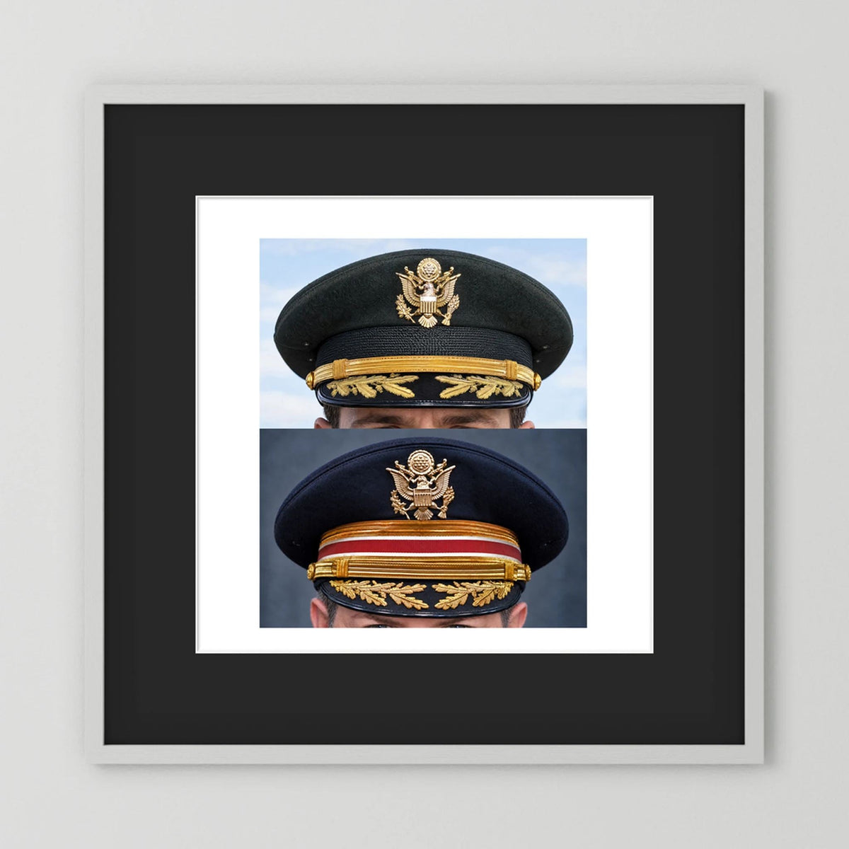 Composite image showing US Army Korean War, and US Army Medical Department, WW2 Dress Visor Caps