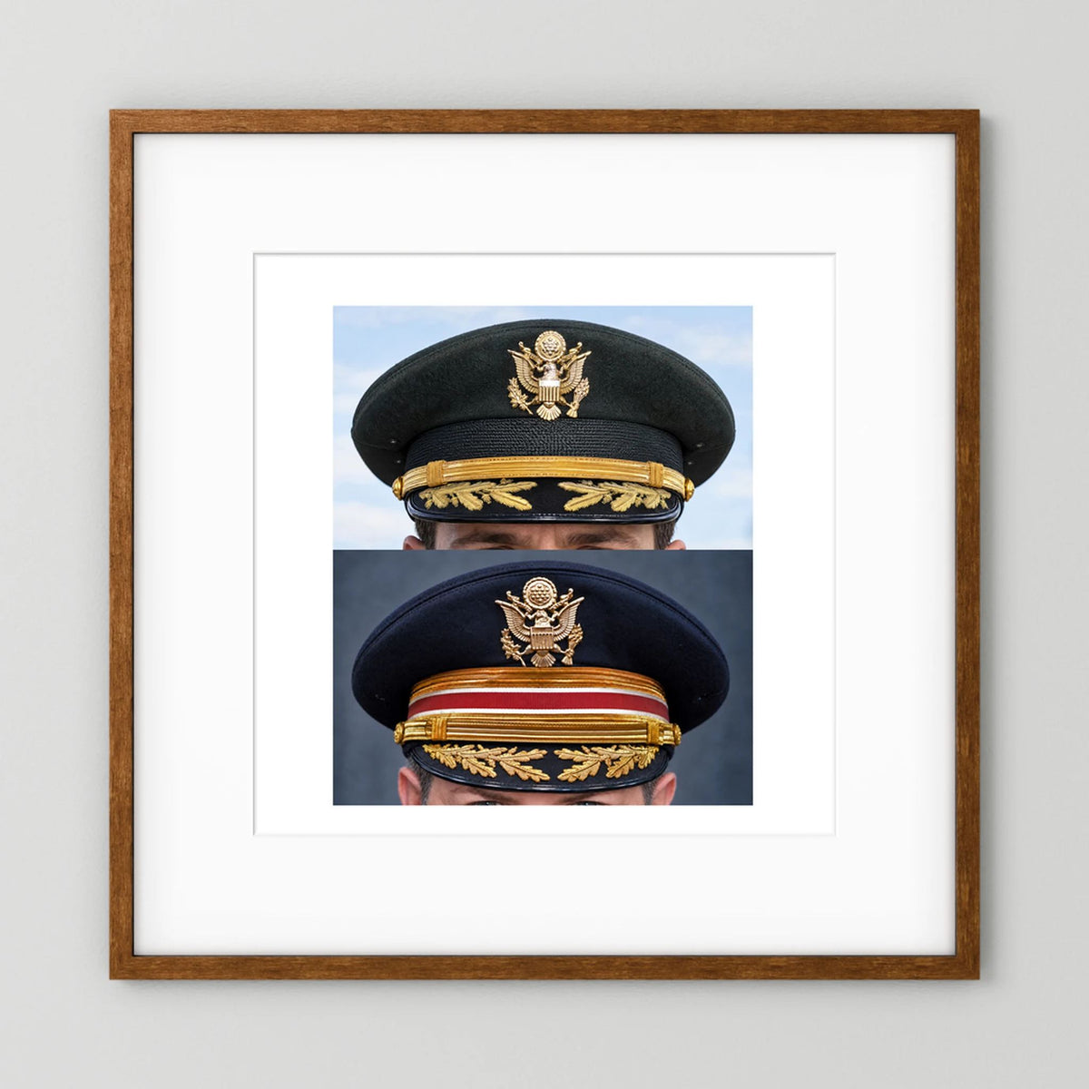 Composite image showing US Army Korean War, and US Army Medical Department, WW2 Dress Visor Caps