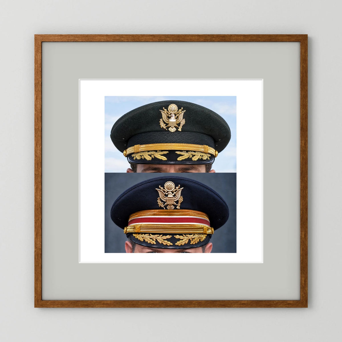Composite image showing US Army Korean War, and US Army Medical Department, WW2 Dress Visor Caps