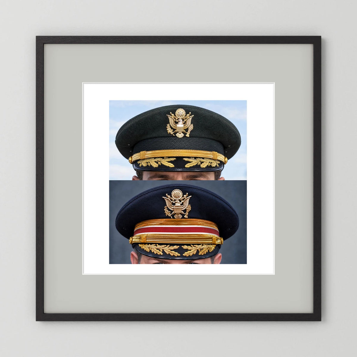 Composite image showing US Army Korean War, and US Army Medical Department, WW2 Dress Visor Caps