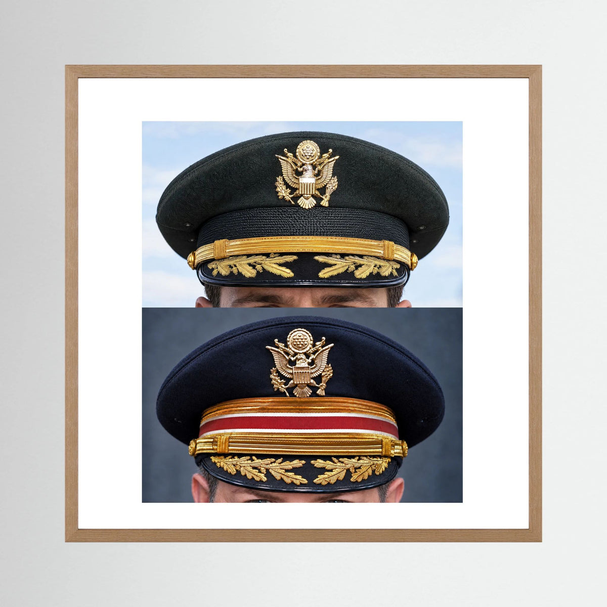 Composite image showing US Army Korean War, and US Army Medical Department, WW2 Dress Visor Caps