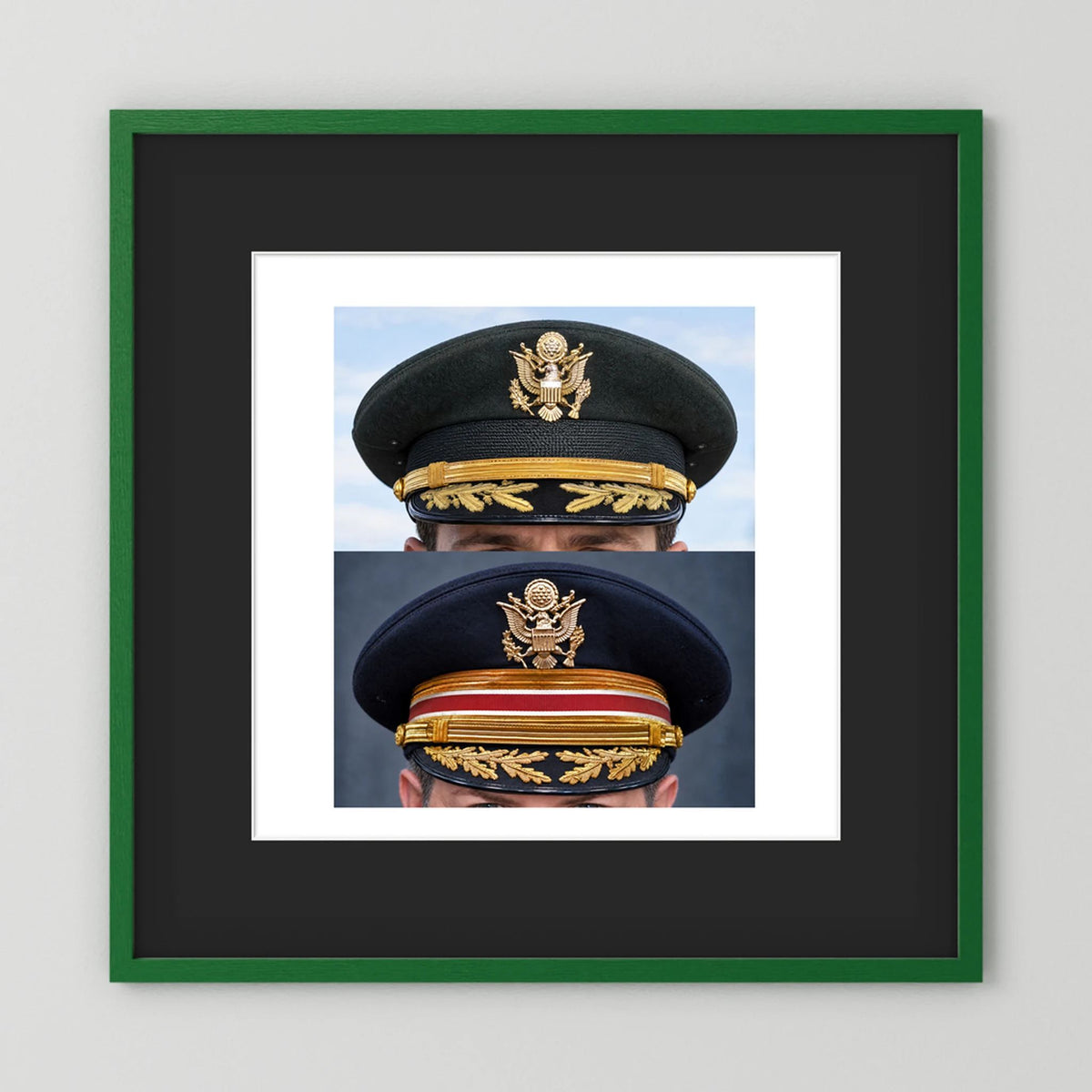 Composite image showing US Army Korean War, and US Army Medical Department, WW2 Dress Visor Caps